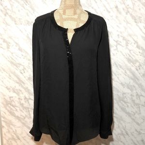 Aritzia T Babaton Silk Blouse with black beading details. L. With tags.